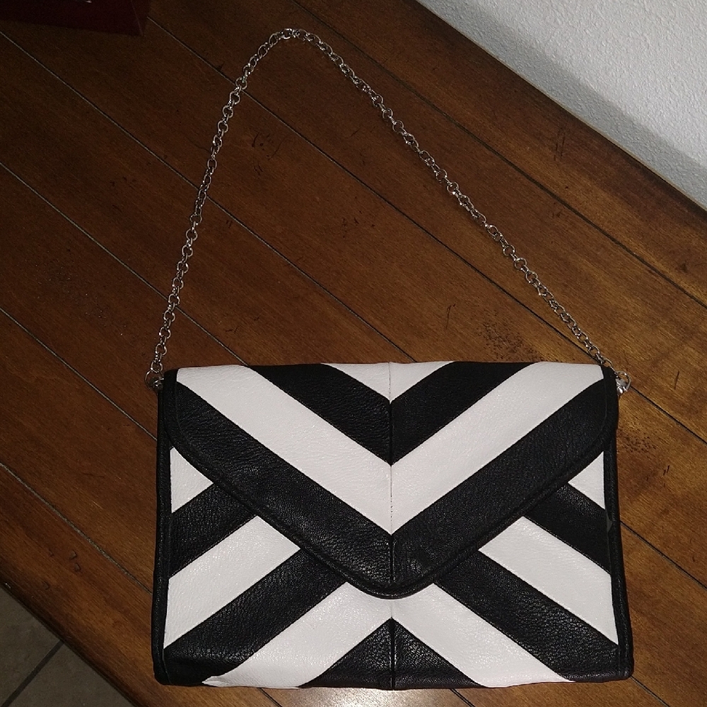 Chico's Black and White Chevron Clutch